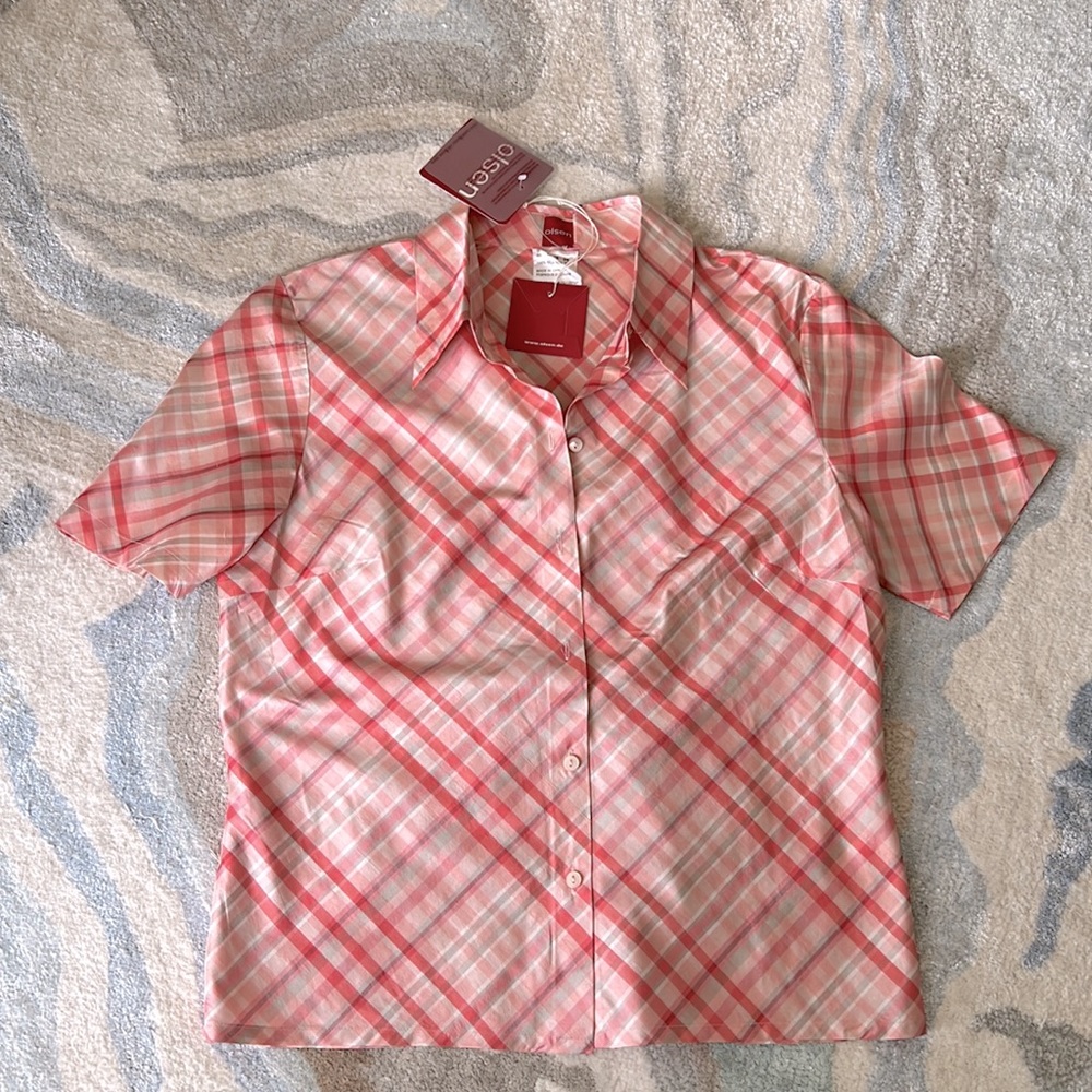 Olsen Women's Pink Plaid Blouse - Picture 3 of 8